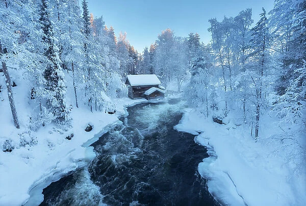 Myllykoski, the old mill along the Kitkajoki River at Oulanka National Park, Juuma, Kuusamo, Lapland, Finland
