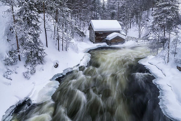 Myllykoski Mill in Winter, Oulanka National Park, Kuusamo, Finland