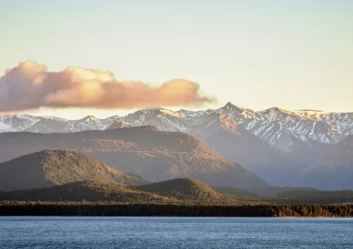Framed Print : Nahuel Huapi Lake at sunrise, San Carlos de Bariloche, Nahuel Huapi National Park