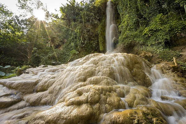 Nam Hu Nwe Waterfall in forest, Hsipaw, Hsipaw Township, Kyaukme District, Shan State