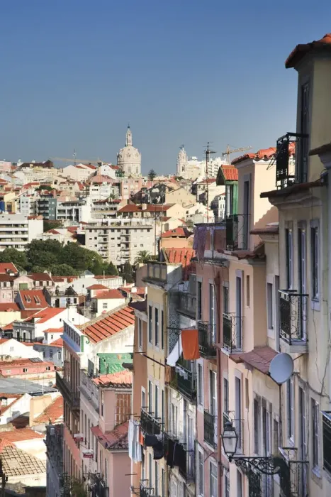 Framed Print : Narrow Street, Bairro Alto district, Lisbon, Portugal