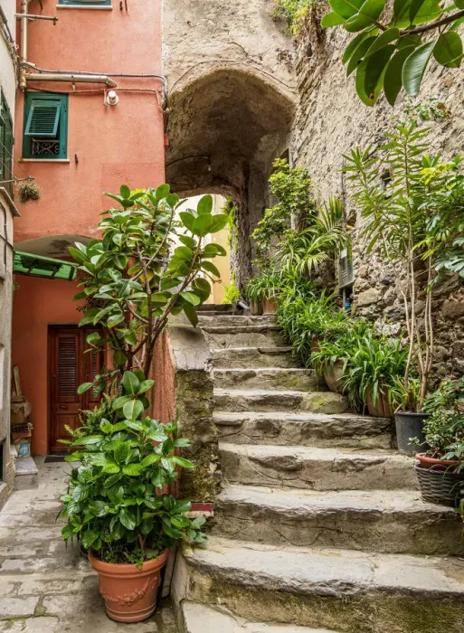 Framed Print : Narrow Street of Vernazza, Cinque Terre, UNESCO World Heritage Site, Liguria, Italy