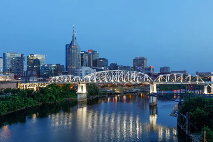 Framed Print : Nashville, Skyline, The John Seigenthaler Pedestrian Bridge (previously called the Shelby Street Bridge), Cumberland River, Tennessee, USA Framed Print : Nashville, Skyline, The John Seigenthaler Pedestrian Bridge (previously called the Shelby Street Bridge), Cumberland River, Tennessee, USA