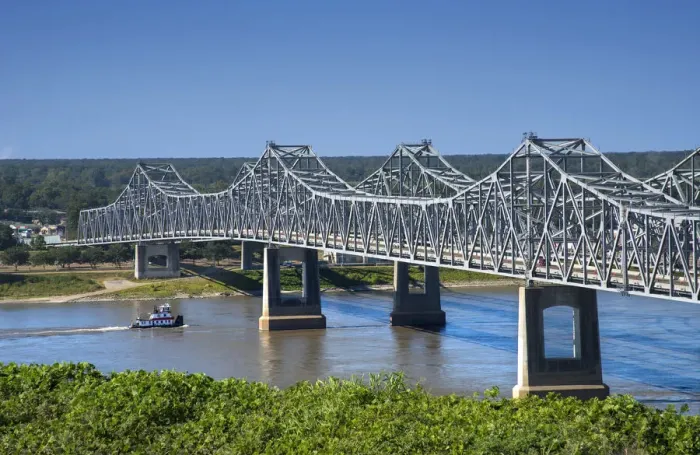 Framed Print : Natchez, Mississippi, Natchez-Vidalia Bridge, Two Twin Cantilever Bridges That Carry Framed Print : Natchez, Mississippi, Natchez-Vidalia Bridge, Two Twin Cantilever Bridges That Carry