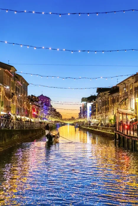 Framed Print : Naviglio Grande with Christmas lights, Milan, Lombardy, Italy, Europe Framed Print : Naviglio Grande with Christmas lights, Milan, Lombardy, Italy, Europe