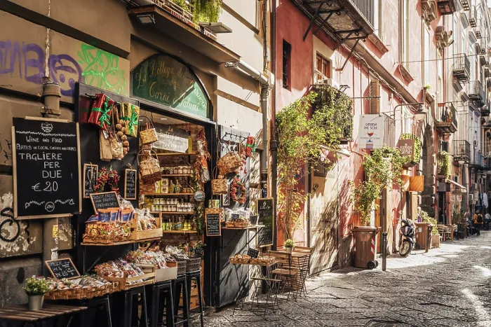 Framed Print : Neapolitan street scene: 'La Bottega dei Carni e Salumi' offers local delicacies. Naples, Italy Framed Print : Neapolitan street scene: 'La Bottega dei Carni e Salumi' offers local delicacies. Naples, Italy