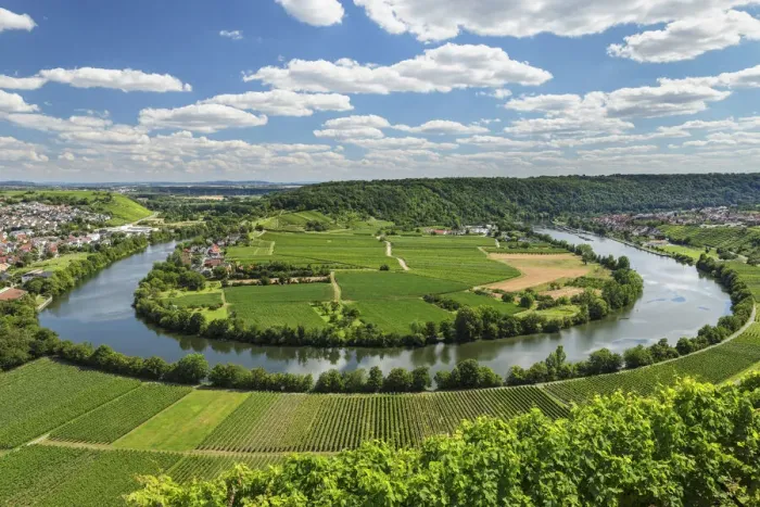 Framed Print : Neckar river bend, Mundelsheim, Neckartal valley, Baden-Wurttemberg, Germany Framed Print : Neckar river bend, Mundelsheim, Neckartal valley, Baden-Wurttemberg, Germany