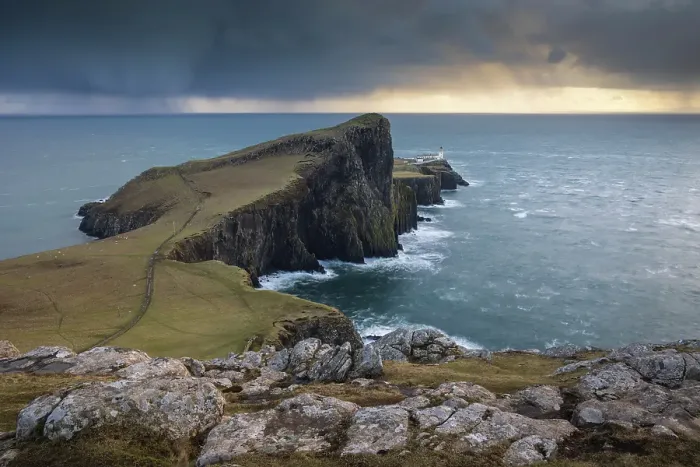 Framed Print : Neist Point Lighthouse on the clifftops of the most westernmost point on the Isle of Skye, Scotland. Winter (February) 2025 Framed Print : Neist Point Lighthouse on the clifftops of the most westernmost point on the Isle of Skye, Scotland. Winter (February) 2025