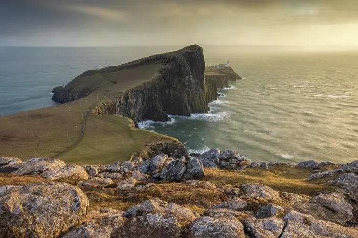 Framed Print : Neist Point Lighthouse at sunset on the clifftops of the Isle of Skye, Scotland. Winter (February) 2025 Framed Print : Neist Point Lighthouse at sunset on the clifftops of the Isle of Skye, Scotland. Winter (February) 2025
