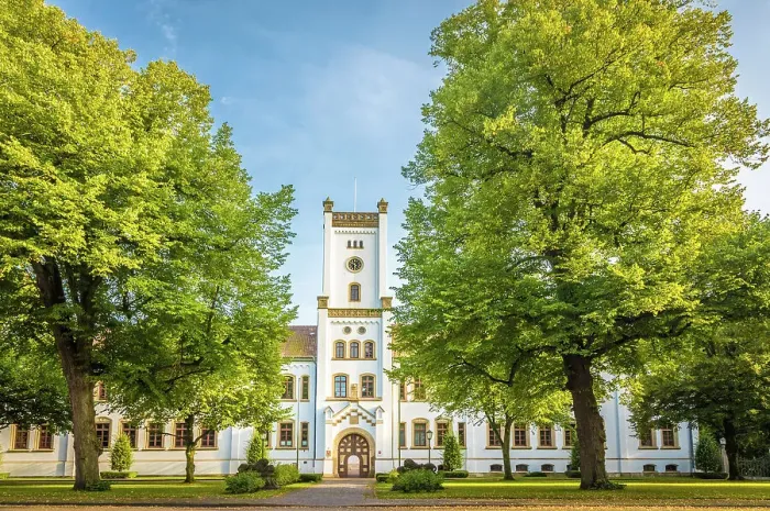 Framed Print : Neo-Gothic castle, Aurich, East Frisia, Lower Saxony, Germany