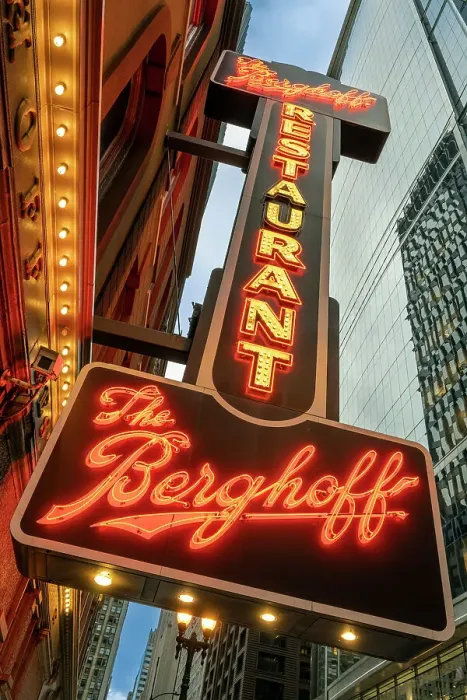 Framed Print : Neon sign of The Berghoff historical restaurant, Chicago, Illinois, USA Framed Print : Neon sign of The Berghoff historical restaurant, Chicago, Illinois, USA
