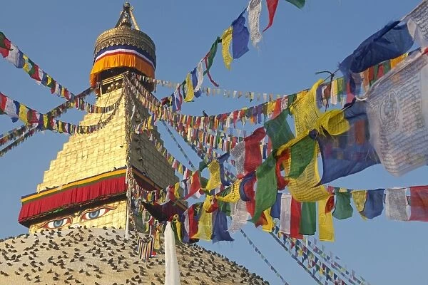 Nepal. Kathmandu, Boudinath Stupa one of the holiest Buddhist sites in Kathmandu