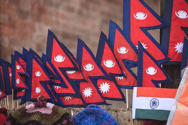 Nepal, Kathmandu, Durbar Square (UNESCO Site), nepalese flags