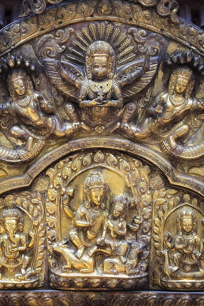 Nepal, Kathmandu, Gokarna Mahadev Temple, Brasswork