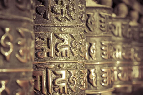 Nepal, Kathmandu, Swayambhunath Stupa, Prayer Wheels