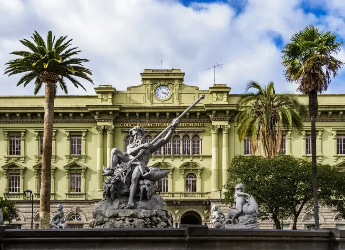 Framed Print : Neptune Fountain and Maldonado National College, Sucre Park, Riobamba, Chimborazo Framed Print : Neptune Fountain and Maldonado National College, Sucre Park, Riobamba, Chimborazo