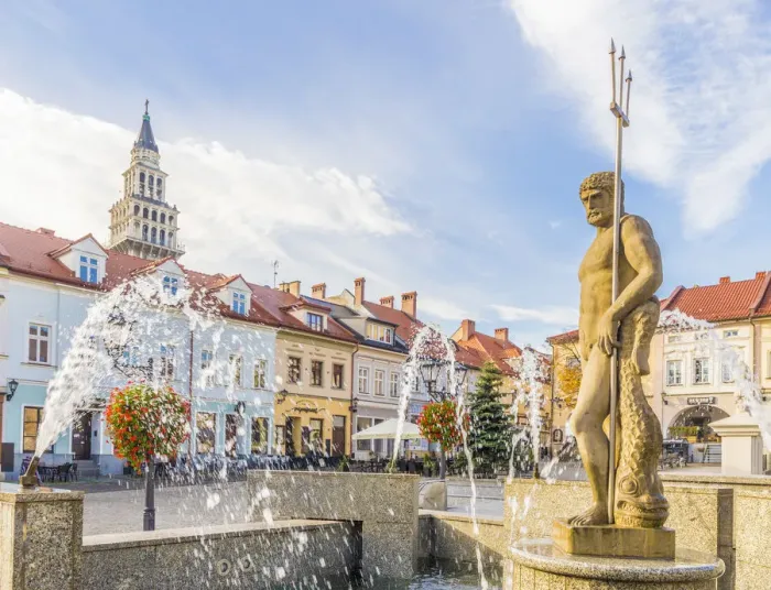 Framed Print : The Neptune statue in the Main Square in Bielsko Biala, Silesian Voivodeship, Poland Framed Print : The Neptune statue in the Main Square in Bielsko Biala, Silesian Voivodeship, Poland