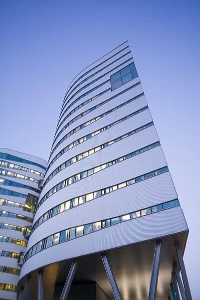 Netherlands, Amsterdam, Omval Commercial District, office towers, dawn