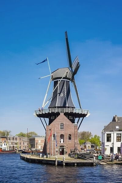 Netherlands, North Holland, Haarlem. Windmill De Adriaan on the Spaarne River