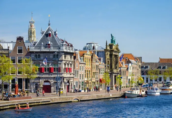 Framed Print : Netherlands, North Holland, Haarlem. Buildings along the Spaarne River Framed Print : Netherlands, North Holland, Haarlem. Buildings along the Spaarne River