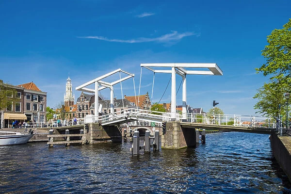 Netherlands, North Holland, Haarlem. Gravestenenbrug drawbridge on the Spaarne River