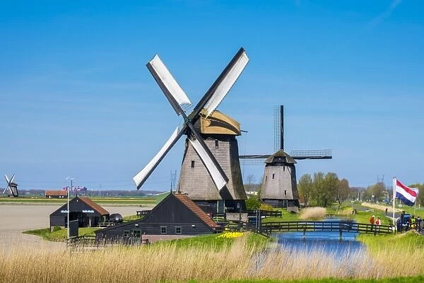Netherlands, North Holland, Schermerhorn. Historic windmills at Museummolen Schermerhorn