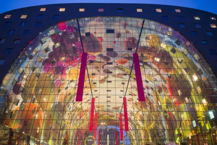 Framed Print : Netherlands, Rotterdam, Markthal foodhall, exterior, dusk Framed Print : Netherlands, Rotterdam, Markthal foodhall, exterior, dusk