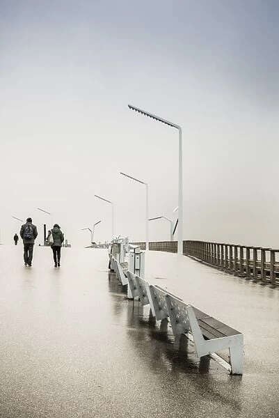 Netherlands, Scheveningen, Strand Noord Beach walkway, winter