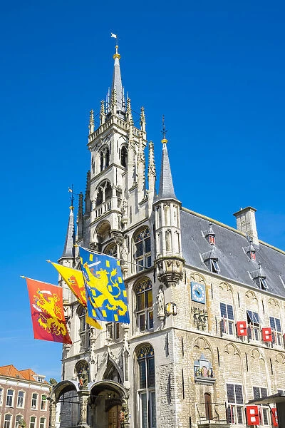 Netherlands, South Holland, Gouda. Stadhuis Gouda city hall on Markt square