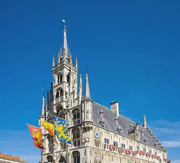 Netherlands, South Holland, Gouda. Stadhuis Gouda city hall on Markt square