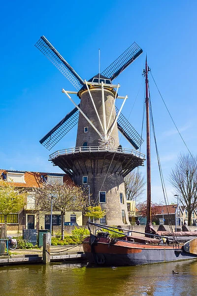 Netherlands, South Holland, Gouda. De Roode Leeuw (The Red Lion) Flourmill, among