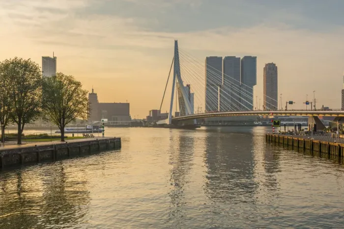 Framed Print : Netherlands, South Holland, Rotterdam, Erasmusbrug, Erasmus Bridge and Wilhelminakade 137 Framed Print : Netherlands, South Holland, Rotterdam, Erasmusbrug, Erasmus Bridge and Wilhelminakade 137