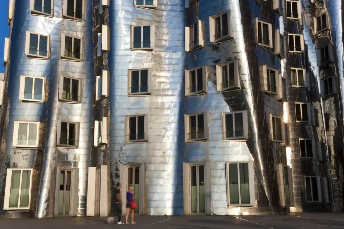 Framed Print : The Neuer Zollhof building by Frank Gehry at the Medienhafen or Media Harbour, Dusseldorf