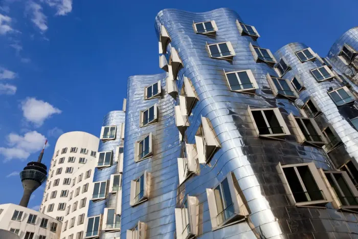 Framed Print : The Neuer Zollhof building by Frank Gehry at the Medienhafen or Media Harbour, Dusseldorf Framed Print : The Neuer Zollhof building by Frank Gehry at the Medienhafen or Media Harbour, Dusseldorf