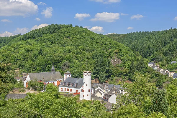 Neuerburg manse and church, Eifel, Rhineland-Palatinate, Germany