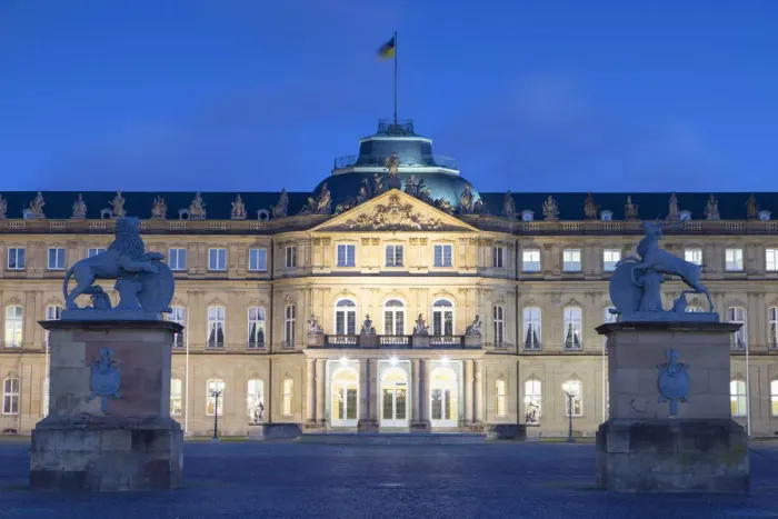 Framed Print : Neues Schloss (New Castle) at dusk, Stuttgart, Baden-WAorttemberg, Germany Framed Print : Neues Schloss (New Castle) at dusk, Stuttgart, Baden-WAorttemberg, Germany