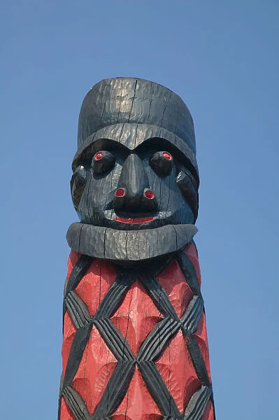 New Caledonia, Central Grande Terre Island, La Foa, totem pole display at the sculpture