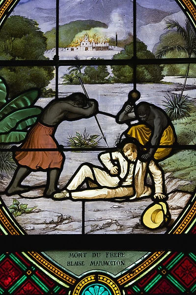New Caledonia, Northern Grande Terre Island, BALADE, stained glass window commemorating