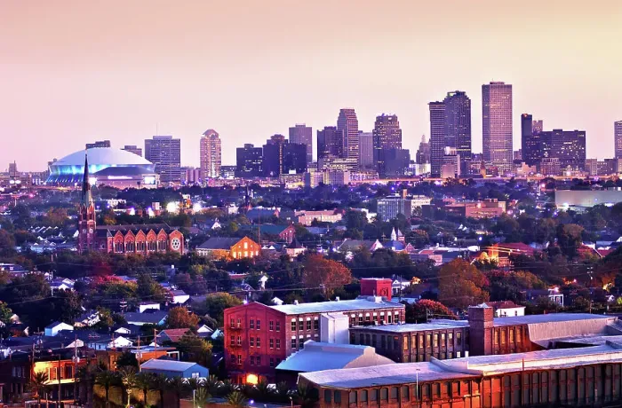 Framed Print : New Orleans skyline illuminated at dawn. Louisiana, USA Framed Print : New Orleans skyline illuminated at dawn. Louisiana, USA
