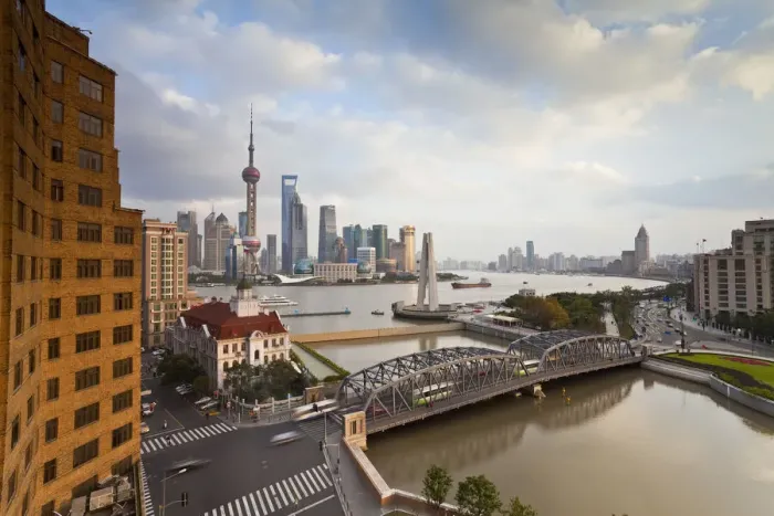Framed Print : New Pudong skyline; Waibaidu (Garden) Bridge; looking across the Huangpu River Framed Print : New Pudong skyline; Waibaidu (Garden) Bridge; looking across the Huangpu River