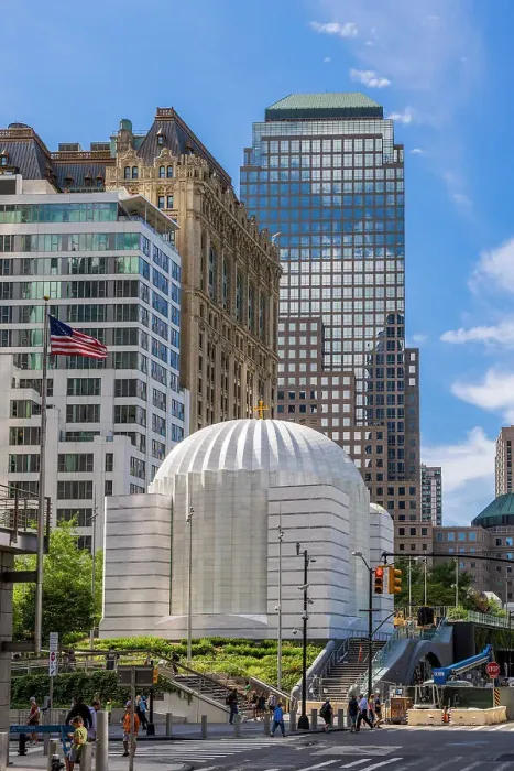 Framed Print : The new St. Nicholas Greek Orthodox Church designed by architect Santiago Calatrava, Manhattan, New York, USA Framed Print : The new St. Nicholas Greek Orthodox Church designed by architect Santiago Calatrava, Manhattan, New York, USA