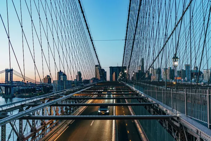 Framed Print : New York City, Brooklyn Bridge at Sunrise, USA Framed Print : New York City, Brooklyn Bridge at Sunrise, USA