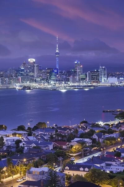 New Zealand, North Island, Auckland, skyline view from Devonport, dawn