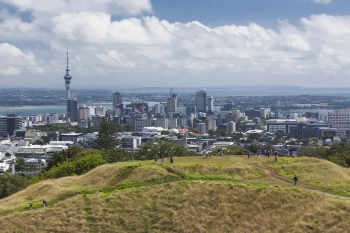 Framed Print : New Zealand, North Island, Auckland, elevated skyline from Mt. Eden volcano cone Framed Print : New Zealand, North Island, Auckland, elevated skyline from Mt. Eden volcano cone