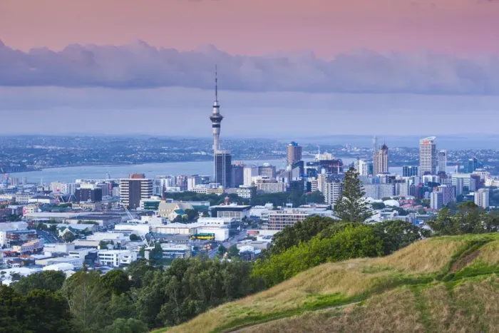 Framed Print : New Zealand, North Island, Auckland, elevated skyline from Mt. Eden volcano cone, dusk Framed Print : New Zealand, North Island, Auckland, elevated skyline from Mt. Eden volcano cone, dusk