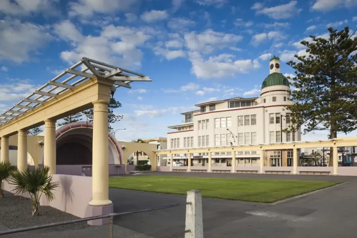 Framed Print : New Zealand, North Island, Hawkes Bay, Napier, art-deco architecture, the T&G Building Framed Print : New Zealand, North Island, Hawkes Bay, Napier, art-deco architecture, the T&G Building