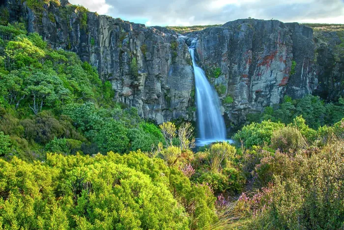 Framed Print : New Zealand, North Island, Tongariro National Park, Taranaki Falls