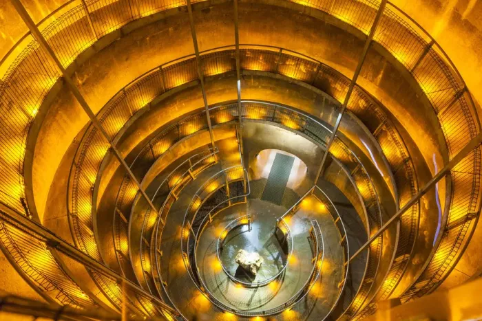 Framed Print : New Zealand, North Island, Waitomo Caves, Ruakuri Cave, spiral stairs Framed Print : New Zealand, North Island, Waitomo Caves, Ruakuri Cave, spiral stairs