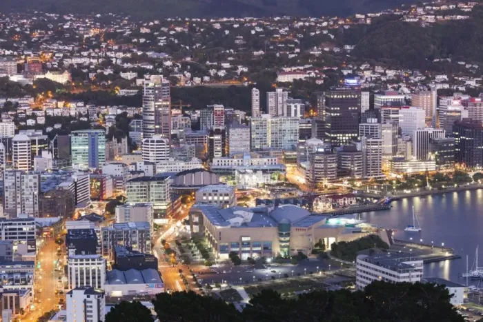 Framed Print : New Zealand, North Island, Wellington, elevated city skyline from Mt. Victoria, dawn Framed Print : New Zealand, North Island, Wellington, elevated city skyline from Mt. Victoria, dawn