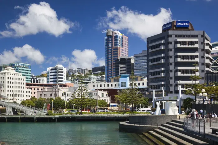 Framed Print : New Zealand, North Island, Wellington, skyline and waterfront buildings